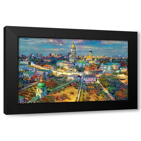 Kyiv Ukraine City Black Modern Wood Framed Art Print by Gavidia, Pedro