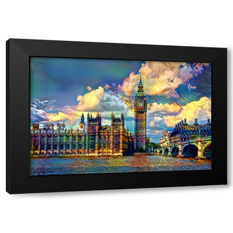 London England Big Ben and Parliament Black Modern Wood Framed Art Print with Double Matting by Gavidia, Pedro
