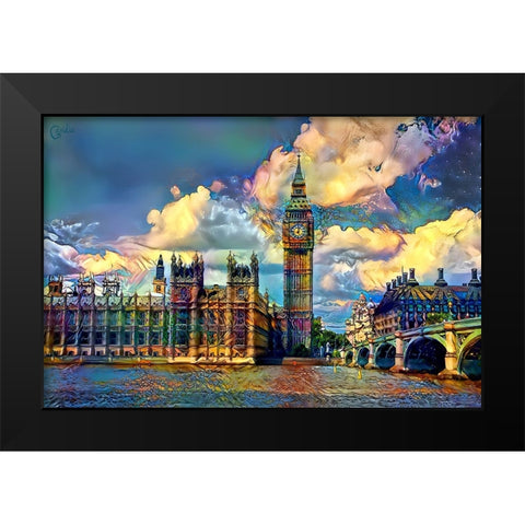 London England Big Ben and Parliament Black Modern Wood Framed Art Print by Gavidia, Pedro