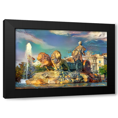 Madrid Spain Cibeles Fountain Black Modern Wood Framed Art Print by Gavidia, Pedro