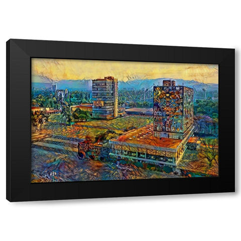 Mexico City Ciudad Universitaria University City Black Modern Wood Framed Art Print with Double Matting by Gavidia, Pedro