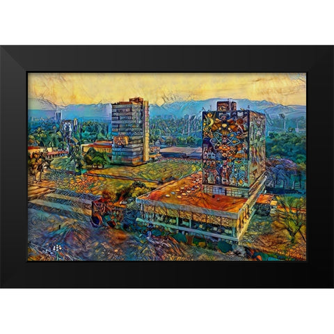 Mexico City Ciudad Universitaria University City Black Modern Wood Framed Art Print by Gavidia, Pedro
