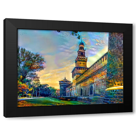 Milan Italy Castello Sforzesco Black Modern Wood Framed Art Print by Gavidia, Pedro