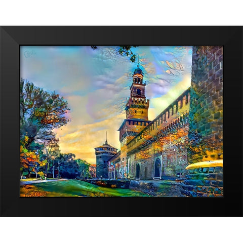 Milan Italy Castello Sforzesco Black Modern Wood Framed Art Print by Gavidia, Pedro
