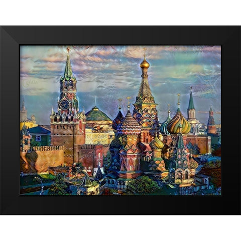 Moscow Russia domes and peaks Black Modern Wood Framed Art Print by Gavidia, Pedro