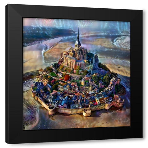 Normandy France Le Mont Saint Michel Black Modern Wood Framed Art Print by Gavidia, Pedro