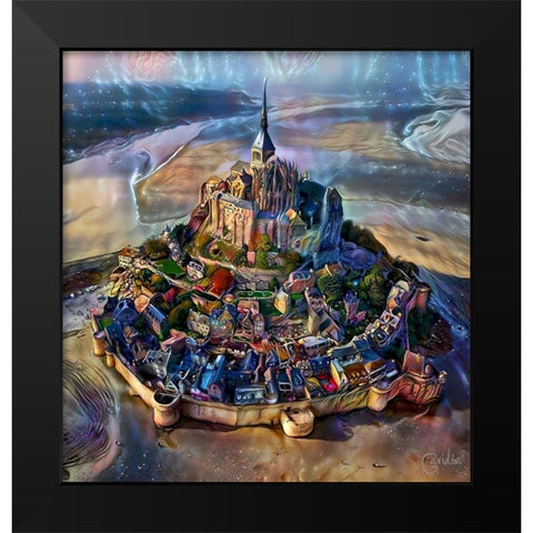 Normandy France Le Mont Saint Michel Black Modern Wood Framed Art Print by Gavidia, Pedro