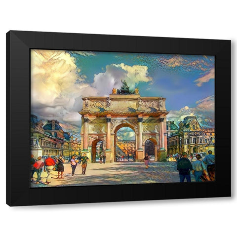 Paris France Arch of Carrousel Black Modern Wood Framed Art Print with Double Matting by Gavidia, Pedro