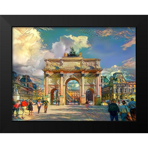 Paris France Arch of Carrousel Black Modern Wood Framed Art Print by Gavidia, Pedro