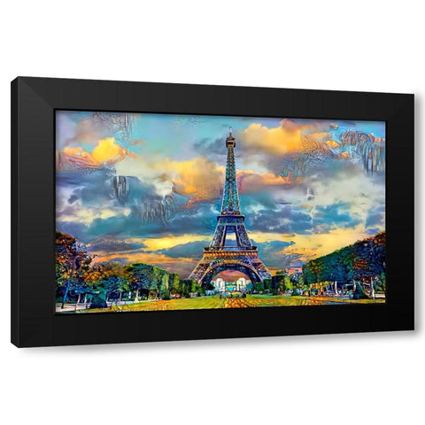 Paris France Eiffel Tower from Champ de Mars Black Modern Wood Framed Art Print by Gavidia, Pedro