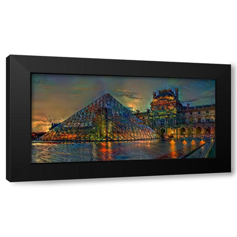 Paris France Louvre Museum at dusk Black Modern Wood Framed Art Print with Double Matting by Gavidia, Pedro