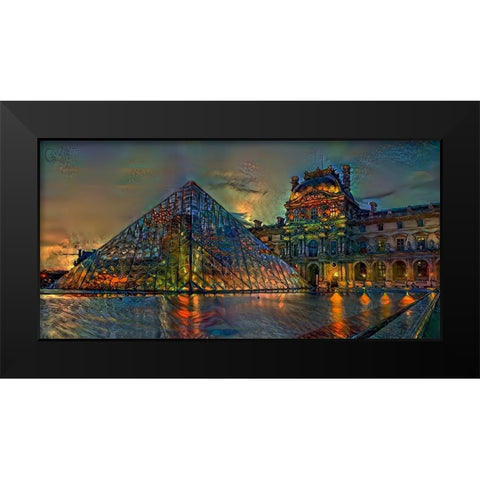 Paris France Louvre Museum at dusk Black Modern Wood Framed Art Print by Gavidia, Pedro
