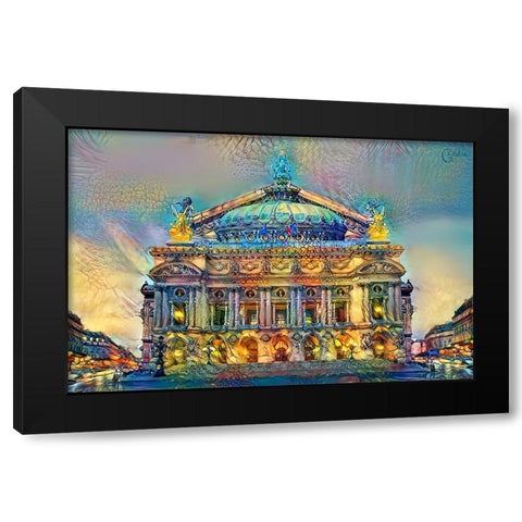 Paris France Opera Garnier Black Modern Wood Framed Art Print by Gavidia, Pedro