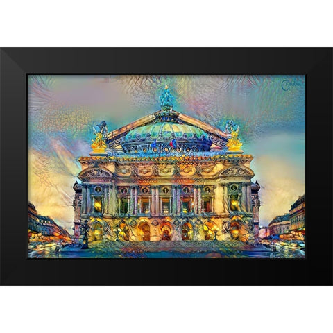 Paris France Opera Garnier Black Modern Wood Framed Art Print by Gavidia, Pedro