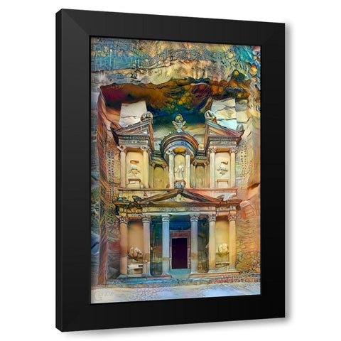 Petra Jordan Black Modern Wood Framed Art Print by Gavidia, Pedro