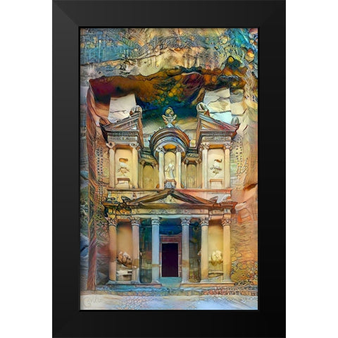 Petra Jordan Black Modern Wood Framed Art Print by Gavidia, Pedro