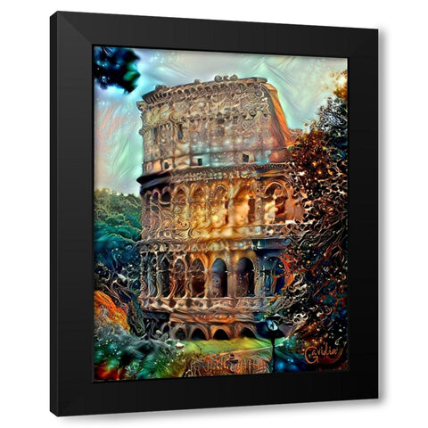 Rome Italy Colosseum Black Modern Wood Framed Art Print by Gavidia, Pedro