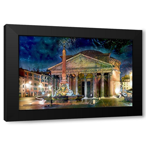 Rome Italy Pantheon Black Modern Wood Framed Art Print by Gavidia, Pedro
