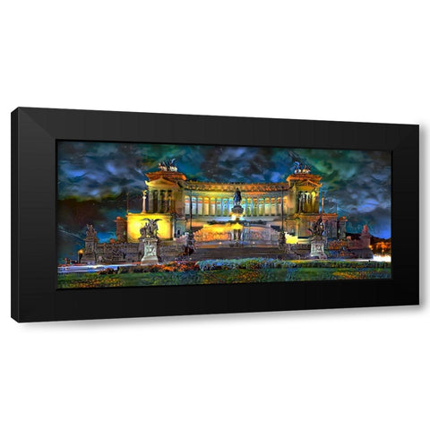 Rome Italy Victor Emmanuel II National Monument at night Black Modern Wood Framed Art Print by Gavidia, Pedro