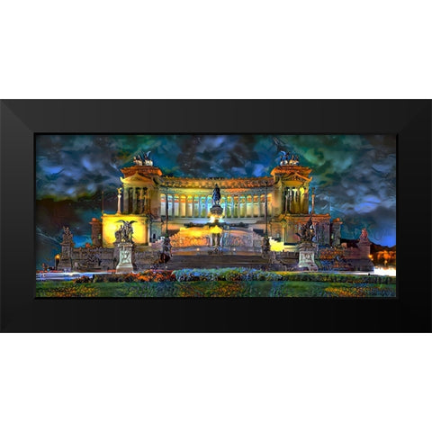 Rome Italy Victor Emmanuel II National Monument at night Black Modern Wood Framed Art Print by Gavidia, Pedro