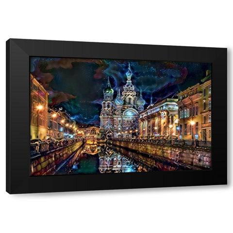 Saint Petersburg Russia Church of the Savior on Spilled Blood at night Black Modern Wood Framed Art Print with Double Matting by Gavidia, Pedro