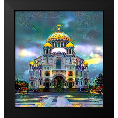 Saint Petersburg Russia Naval cathedral of Saint Nicholas in Kronstadt Black Modern Wood Framed Art Print by Gavidia, Pedro