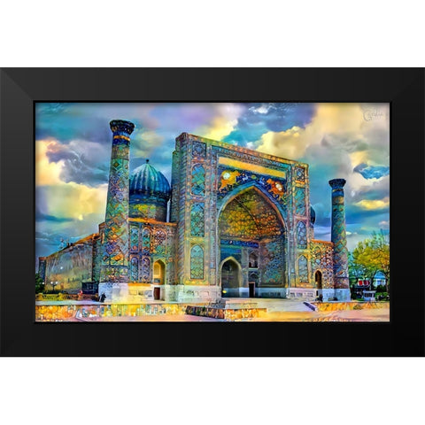 Samarkand Uzbekistan Registan Black Modern Wood Framed Art Print by Gavidia, Pedro