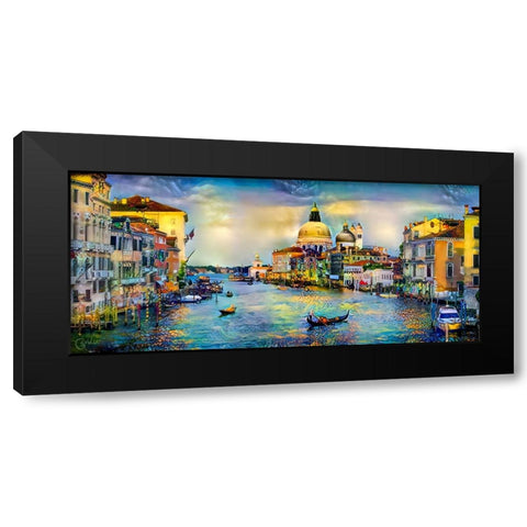 Venice Italy Grand Canal and La Salute Black Modern Wood Framed Art Print with Double Matting by Gavidia, Pedro