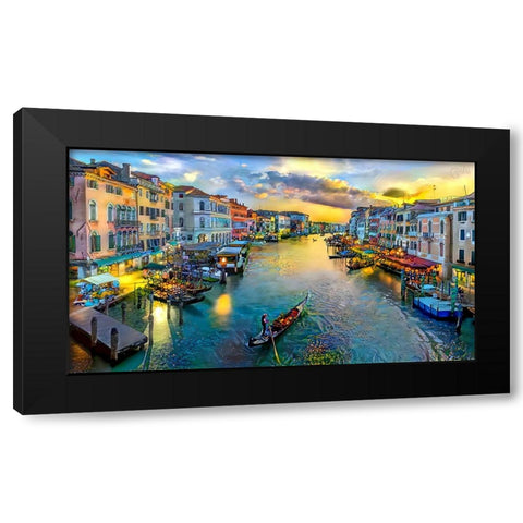 Venice Italy Grand Canal Black Modern Wood Framed Art Print by Gavidia, Pedro
