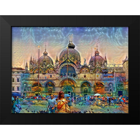 Venice Italy Patriarchal Cathedral Basilica of Saint Mark Black Modern Wood Framed Art Print by Gavidia, Pedro
