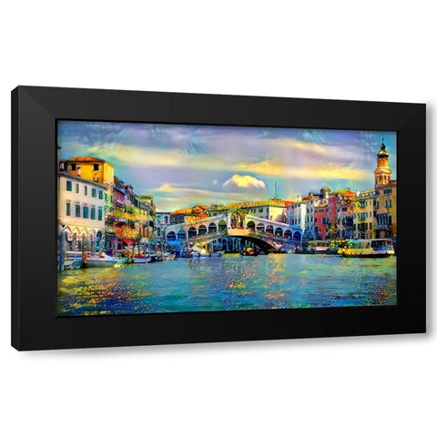 Venice Italy Rialto Bridge Black Modern Wood Framed Art Print with Double Matting by Gavidia, Pedro