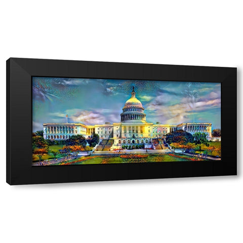 Washington United States Capitol Black Modern Wood Framed Art Print with Double Matting by Gavidia, Pedro