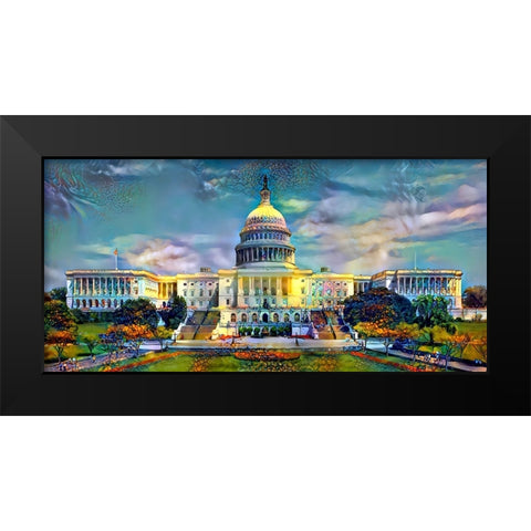 Washington United States Capitol Black Modern Wood Framed Art Print by Gavidia, Pedro