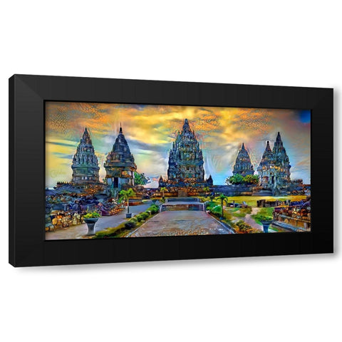 Yogyakarta Indonesia Prambanan temple Black Modern Wood Framed Art Print by Gavidia, Pedro