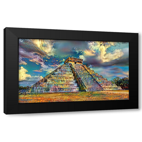 Yucatan Mexico Chichen Itza Black Modern Wood Framed Art Print by Gavidia, Pedro