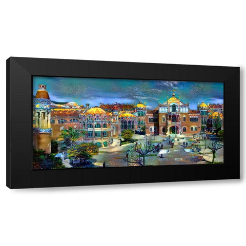 Barcelona Spain Sant Pau Hospital and Palau de la Musica Black Modern Wood Framed Art Print with Double Matting by Gavidia, Pedro