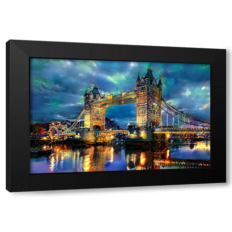 England London Bridge Black Modern Wood Framed Art Print by Gavidia, Pedro