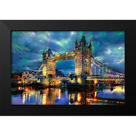 England London Bridge Black Modern Wood Framed Art Print by Gavidia, Pedro