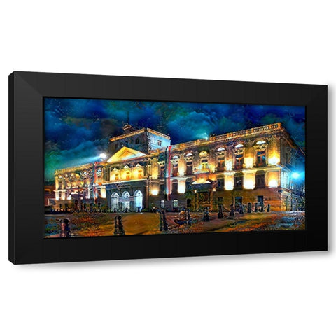 Mexico City Palace of Mines Night Black Modern Wood Framed Art Print by Gavidia, Pedro