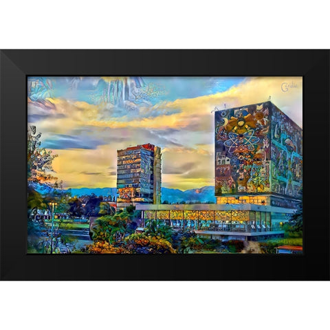 Mexico City University City Black Modern Wood Framed Art Print by Gavidia, Pedro