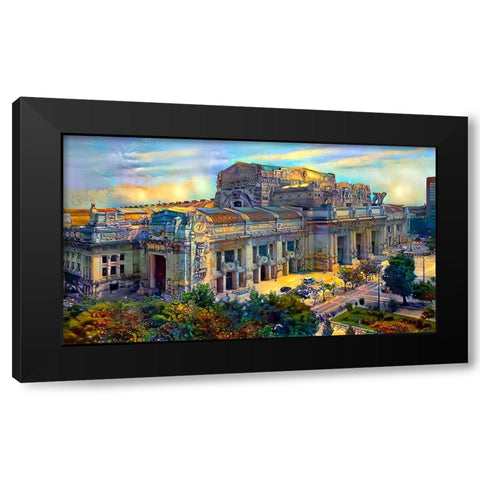 Milan Italy Central Station Black Modern Wood Framed Art Print with Double Matting by Gavidia, Pedro