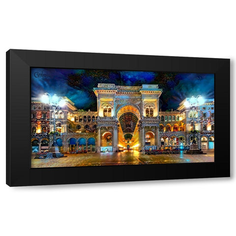 Milan Italy Vitorio Emanuel II Night 2022 Black Modern Wood Framed Art Print by Gavidia, Pedro