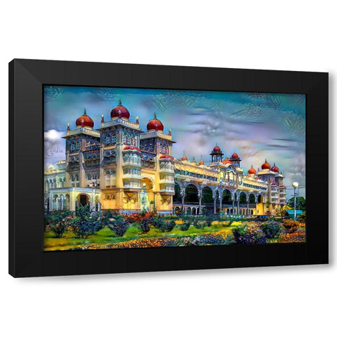 Mysore India Royal Palace Black Modern Wood Framed Art Print with Double Matting by Gavidia, Pedro