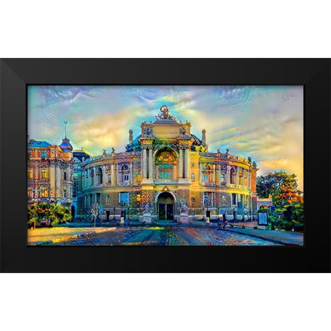 Odessa Ukraine Opera and Ballet Theater Black Modern Wood Framed Art Print by Gavidia, Pedro