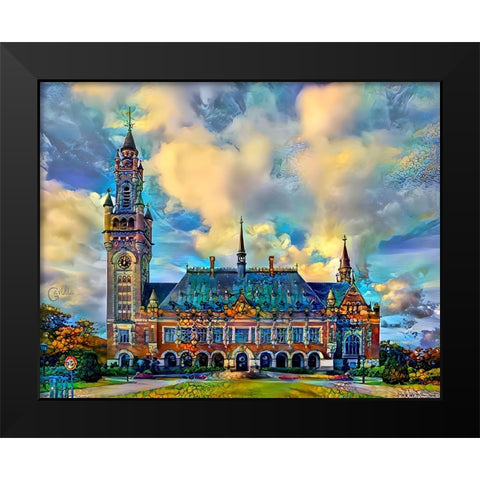 The Hague Netherlands Peace Palace Black Modern Wood Framed Art Print by Gavidia, Pedro