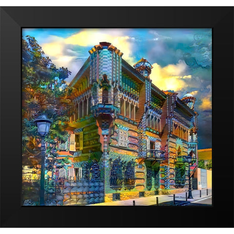 Barcelona Spain Casa Vicens Gaudi Black Modern Wood Framed Art Print by Gavidia, Pedro