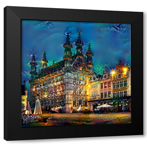 Belgium Leuven Town Hall Black Modern Wood Framed Art Print by Gavidia, Pedro