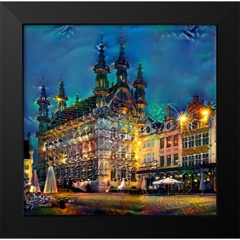 Belgium Leuven Town Hall Black Modern Wood Framed Art Print by Gavidia, Pedro