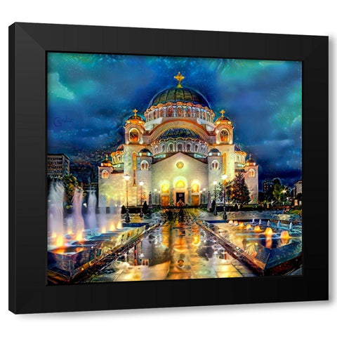 Belgrade Serbia Saint Sava Temple Black Modern Wood Framed Art Print with Double Matting by Gavidia, Pedro