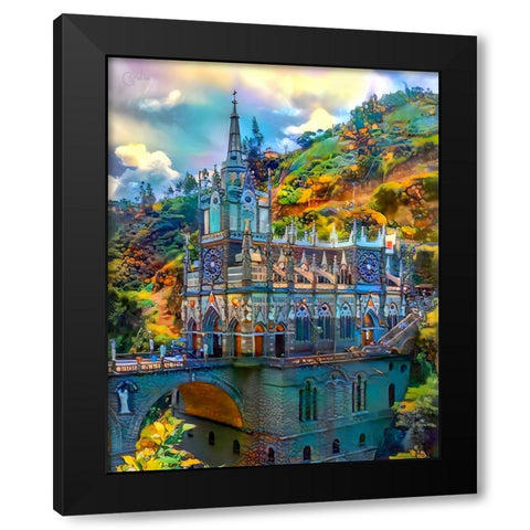 Ipiales Colombia Nuestra SenÌƒora de las Lajas Sanctuary Black Modern Wood Framed Art Print by Gavidia, Pedro